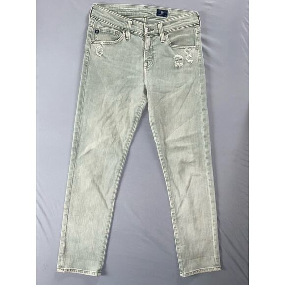 AG The Ex-Boyfriend Destroyed Stretch Denim Jeans. Green, Women's 24. GUC! - Picture 1 of 5